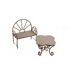 Металлические мини столик-ромашка и кресло коричневые; Стол:5.5 x 4.5см Кресло:5 x 6.5см SCB271023